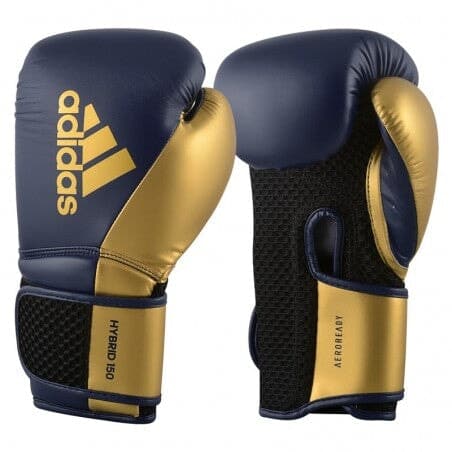 GUANTES DE BOXEO ADIDAS HYBRID 150 (AZUL/DORADO)