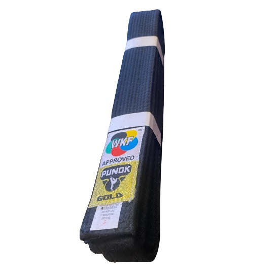 CINTURÓN KARATE PUNOK GOLD WKF NEGRO