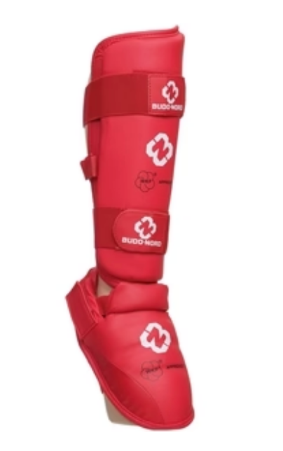 PACK GUANTILLAS + ESPINILLERAS BUDO-NORD COLOR ROJO