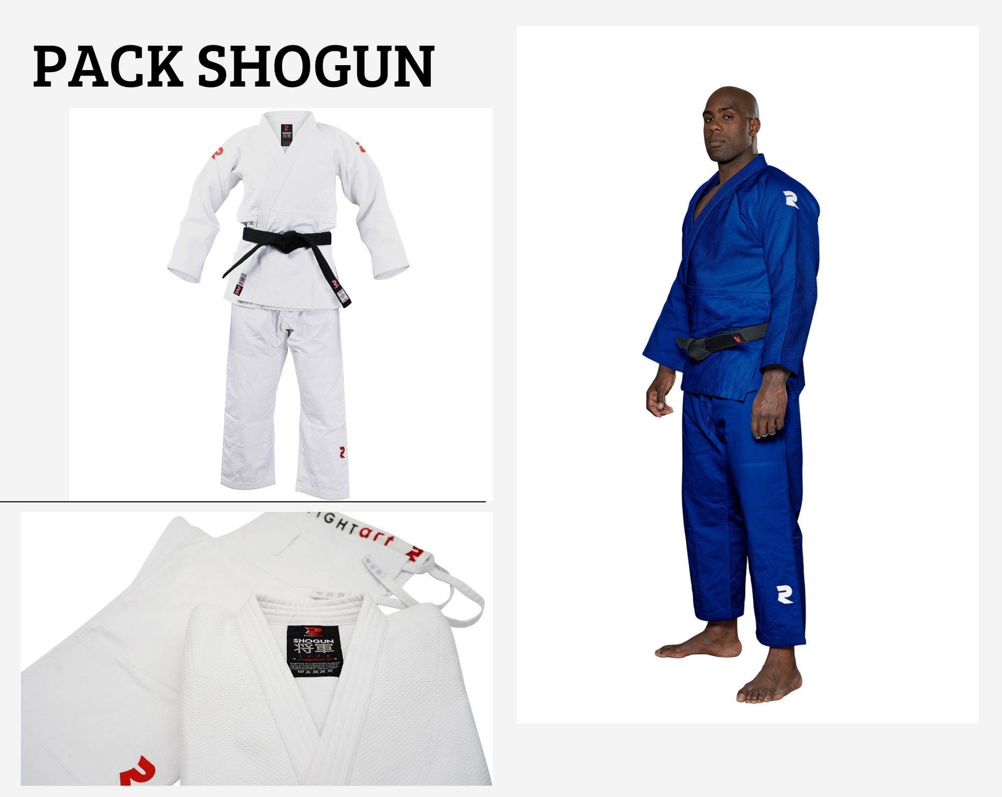 PACK JUDOGI SHOGUN IJF 730GR BLANCO + AZUL FIGHTART