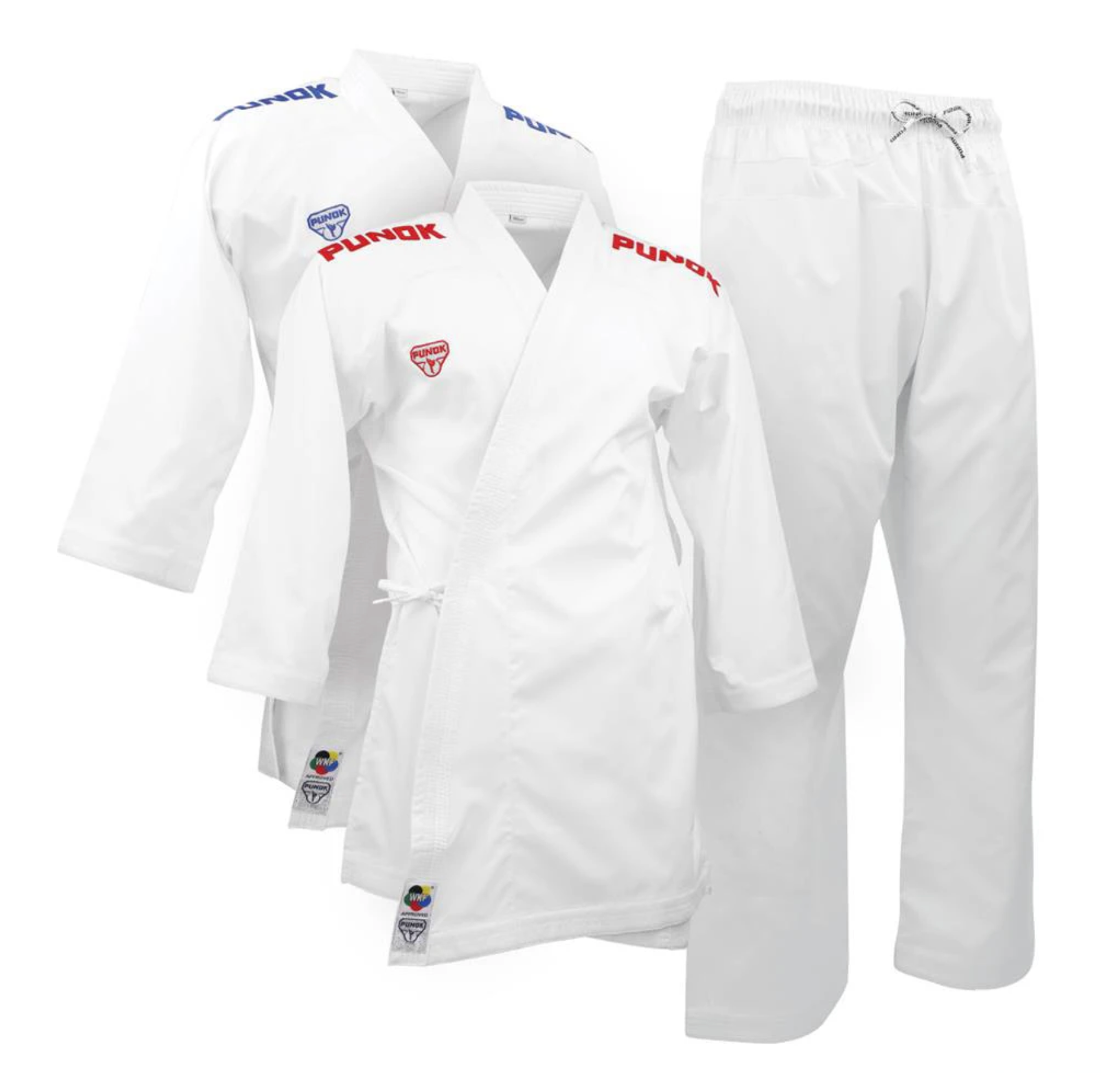 Karategi KUMITE PUNOK BLITZ II 2 CHAQUETAS LOGO AZUL + LOGO ROJO PUNOK