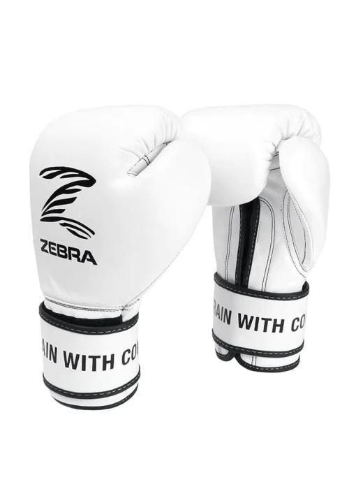 GUANTES BOXEO ZEBRA SIGNATURE PRO VELCRO BLANCO