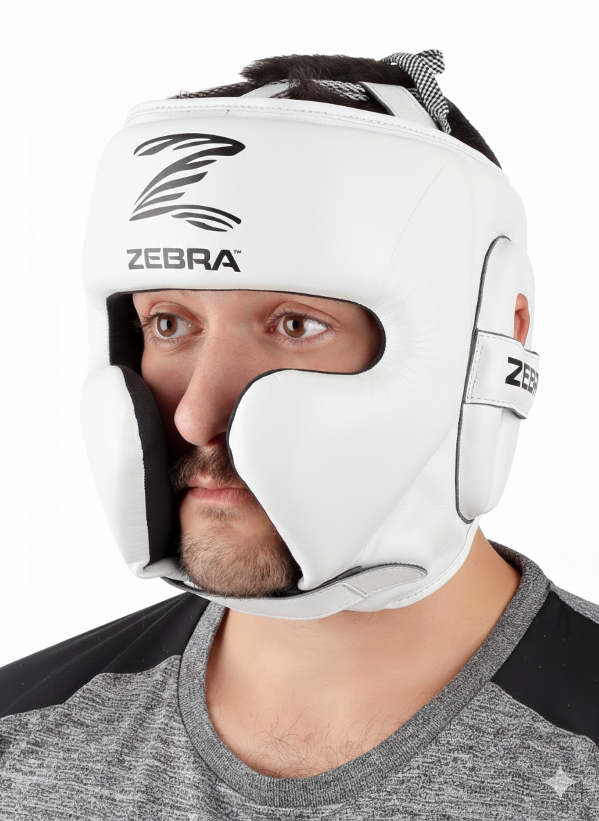 CASCO ZEBRA PRO SPARRING CUERO BLANCO