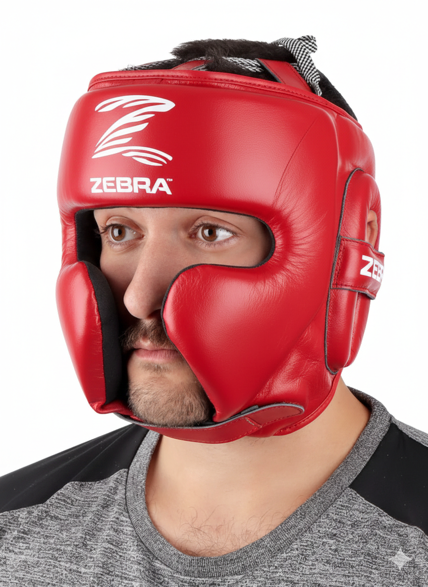 CASCO ZEBRA PRO SPARRING CUERO ROJO