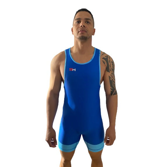 MALLA DE LUCHA MASCULINA AZUL STRONGEST HERO