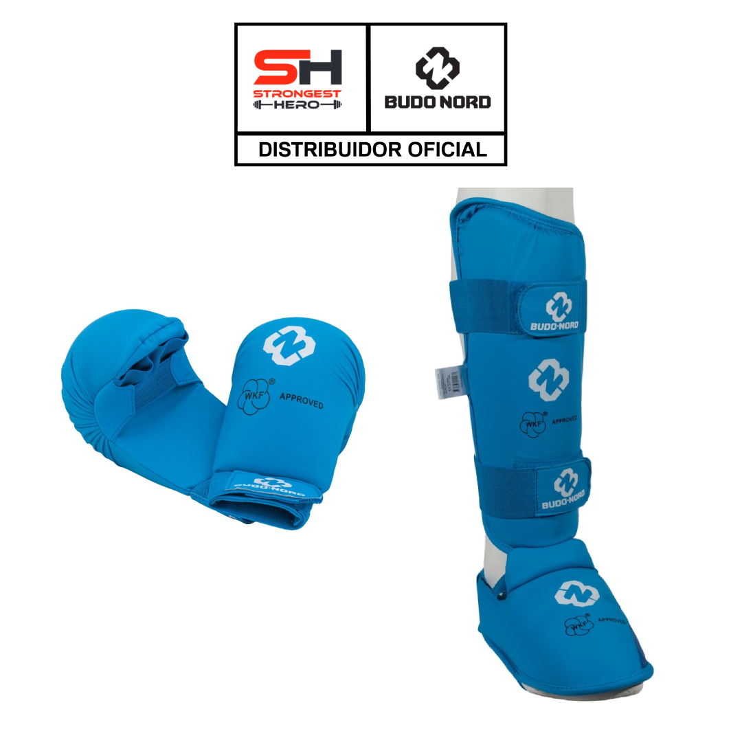 PACK GUANTILLAS + ESPINILLERAS BUDO-NORD COLOR AZUL