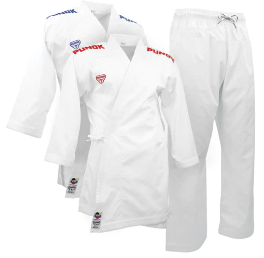 PACK Karategi Kumite BLITZ II 2 chaquetas PUNOK + Protecciones completas (SIN PETO) + cinturones