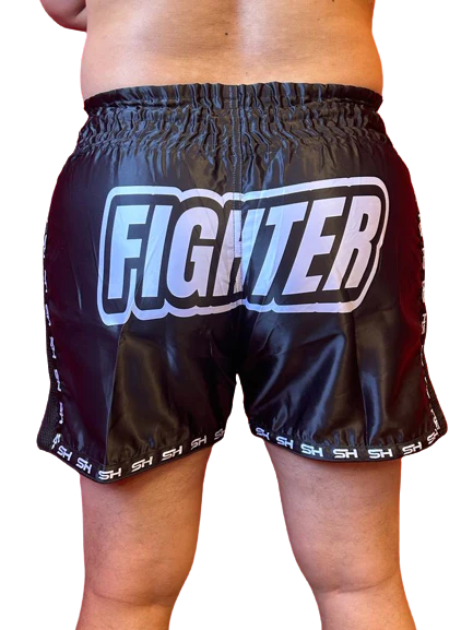 SHORT MUAY THAI "FIGHTER" NEGRO STRONGEST HERO