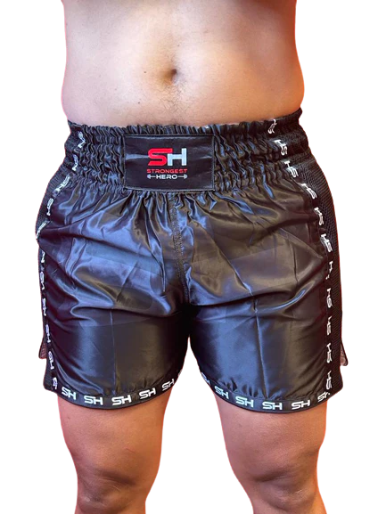 SHORT MUAY THAI "FIGHTER" NEGRO STRONGEST HERO