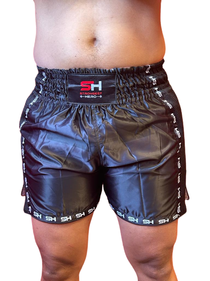 SHORT MUAY THAI "FIGHTER" NEGRO STRONGEST HERO