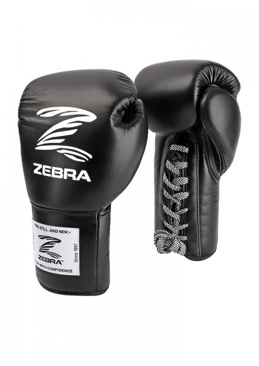 GUANTES BOXEO ZEBRA PRO SIGNATURE CUERDA, CUERO NEGRO