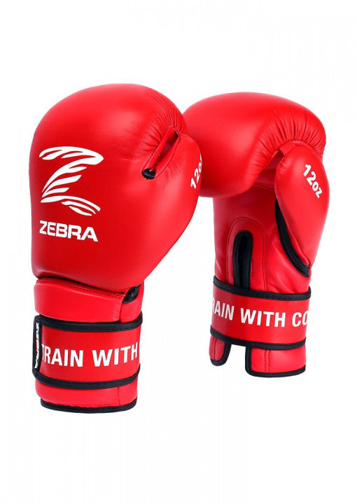GUANTE BOXEO ZEBRA PERFORMANCE, CUERO ROJO