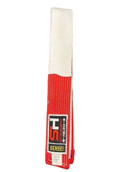 CINTURON SH BLANCO/ROJO 6° Y 7° DAN (CALIDAD PREMIUM)