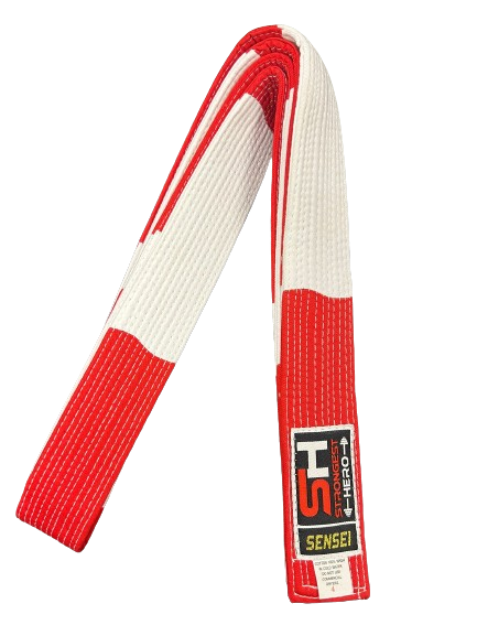 CINTURON SH BLANCO/ROJO 6° Y 7° DAN (CALIDAD PREMIUM)