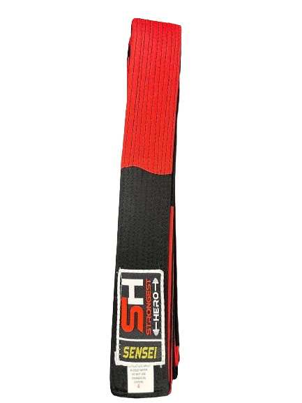 CINTURON SH NEGRO/ROJO SENSEI (CALIDAD PREMIUM)