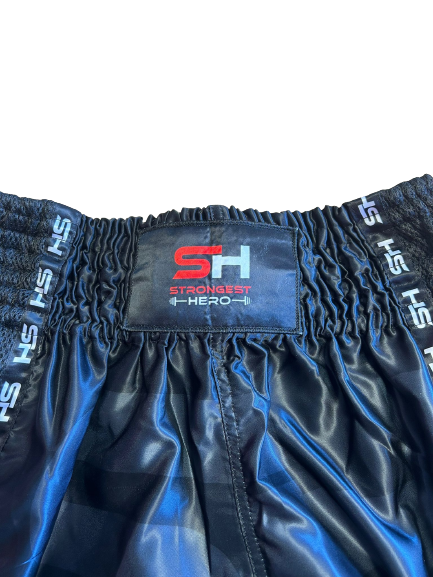 SHORT MUAY THAI "FIGHTER" NEGRO STRONGEST HERO