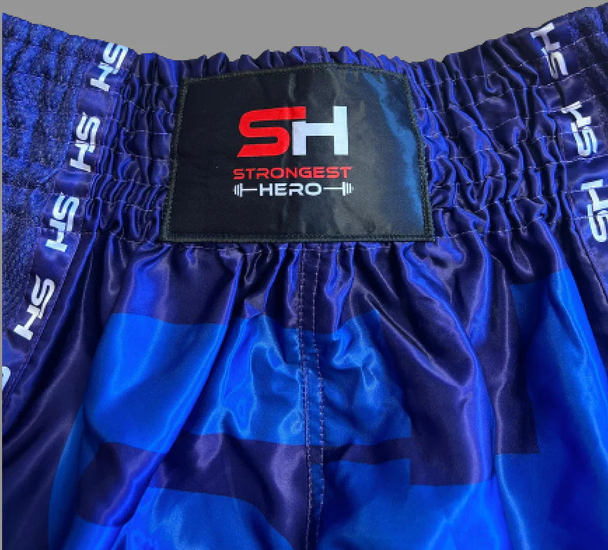 SHORT MUAY THAI "FIGHTER" AZUL STRONGEST HERO
