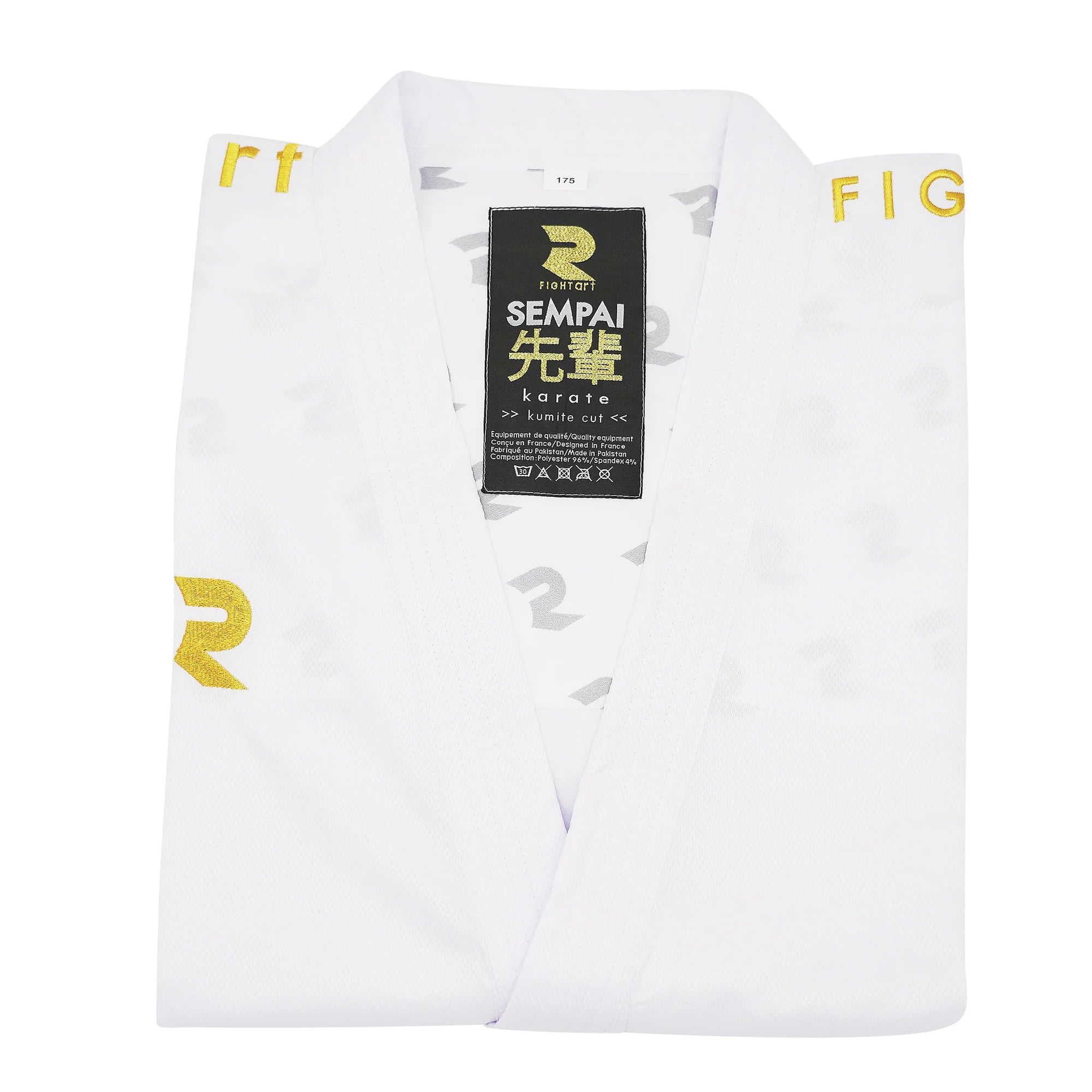 Karategi SEMPAI KUMITE Blanco / Dorado FIGHT ART