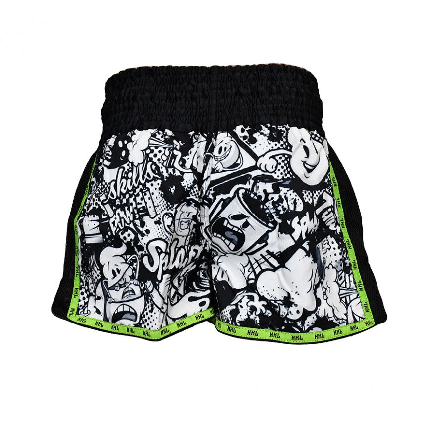 SHORTS MUAY THAI "GAME OVER" NEGRO/VERDE NKL