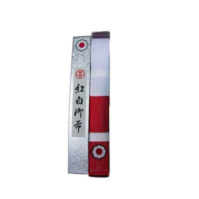 Cinturón Rojo-Blanco Kodokan con Caja fabricado en Japón