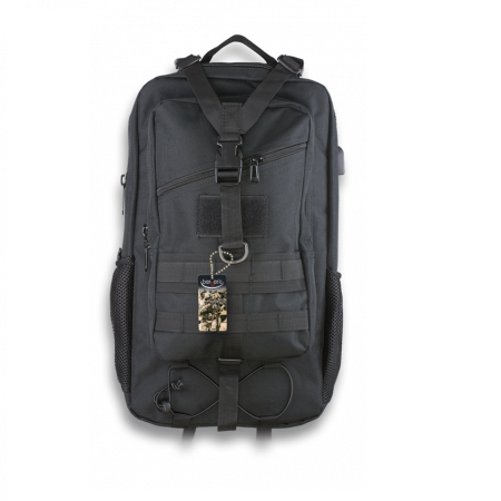 Mochila Táctica SAMTO Negra Conector USB
