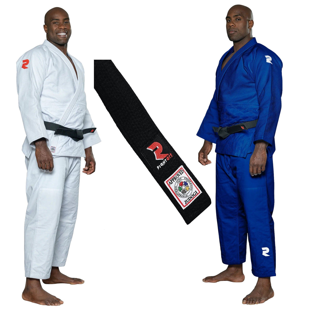 PACK JUDOGIS COMPETICION SHOGUN IJF 730GR BLANCO + AZUL + CINTURÓN IJF FIGHTART