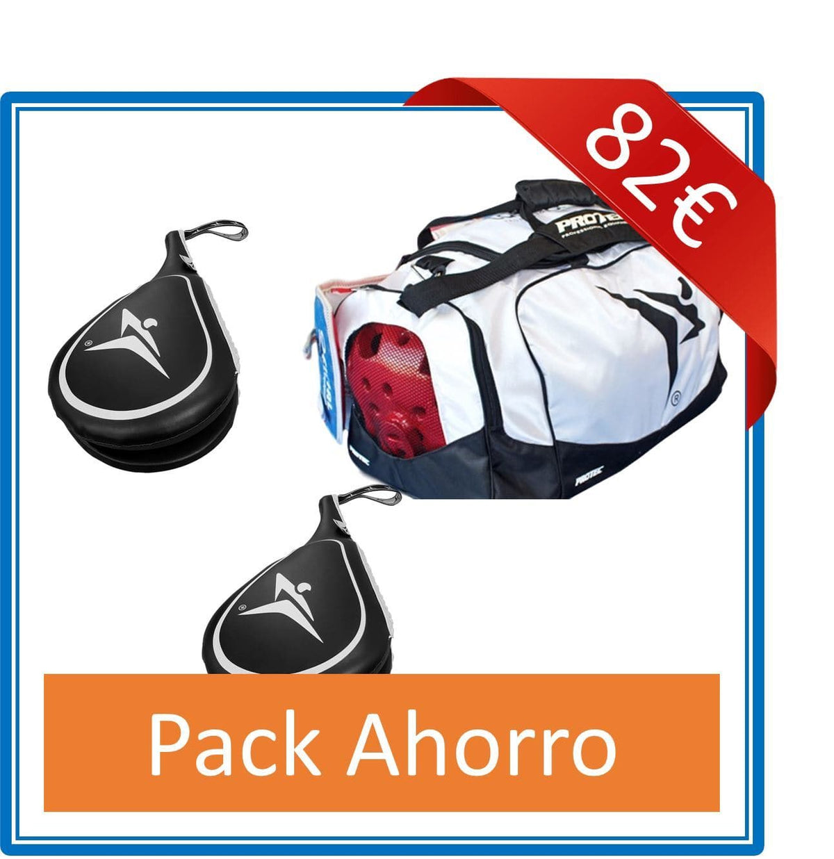 Pack Bolsa Taekwondo Protec Fiere + 2 Mits Dobles Protec