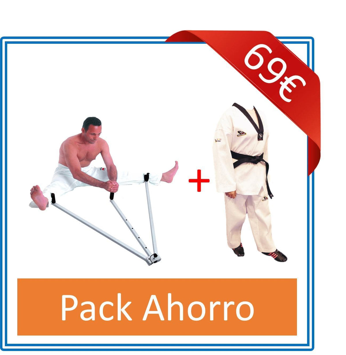Pack Dobok Taekwondo Inspire cuello negro con Bordado en espalda  + Extensor Elasticidad